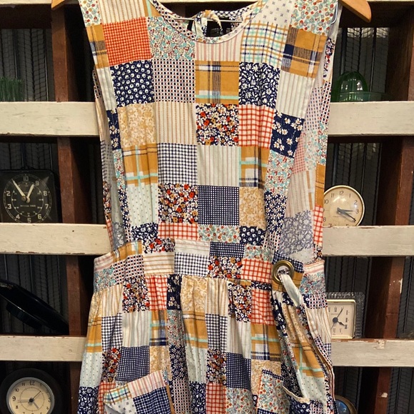 patchwork pinafore dress
